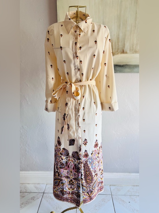 Sincerly Jules Dresses & Skirts - Sincerely Jules Paisley Belted Midi Shirt Dress Size Large